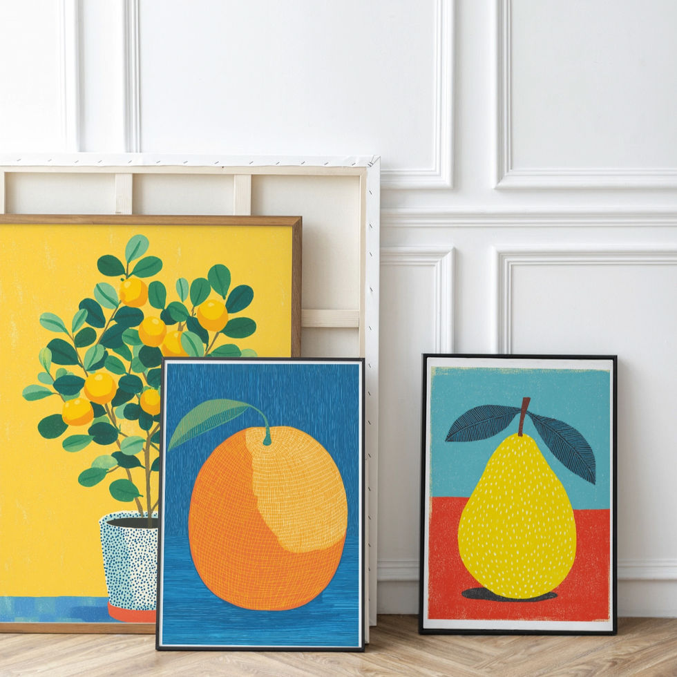 lemon tree illustrated print, kitchen wall poster