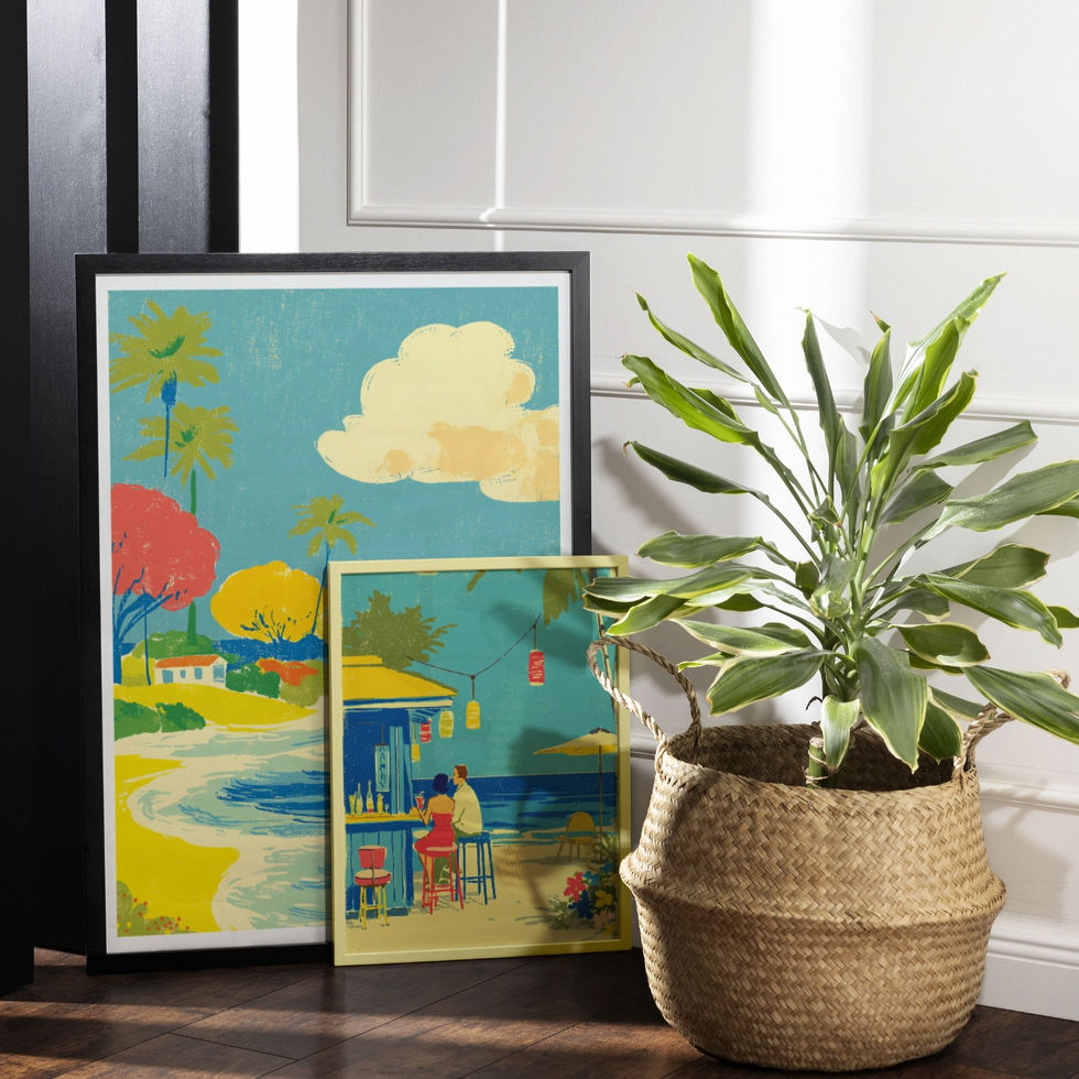 retro surfing wall poster, hawaii inspired print