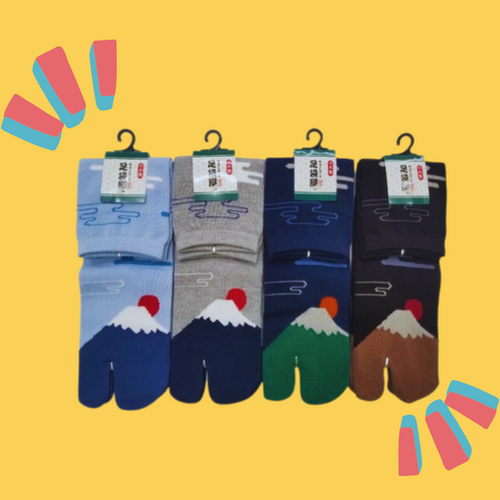 Men's Tabi Socks 2 Toe Japanese Socks Mount Fuji Design Uki Uki