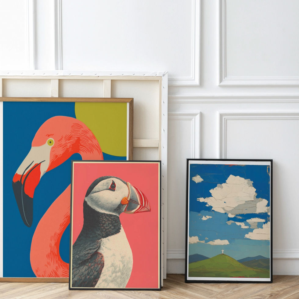 Modern Flamingo Poster print, close up bold wall graphic
