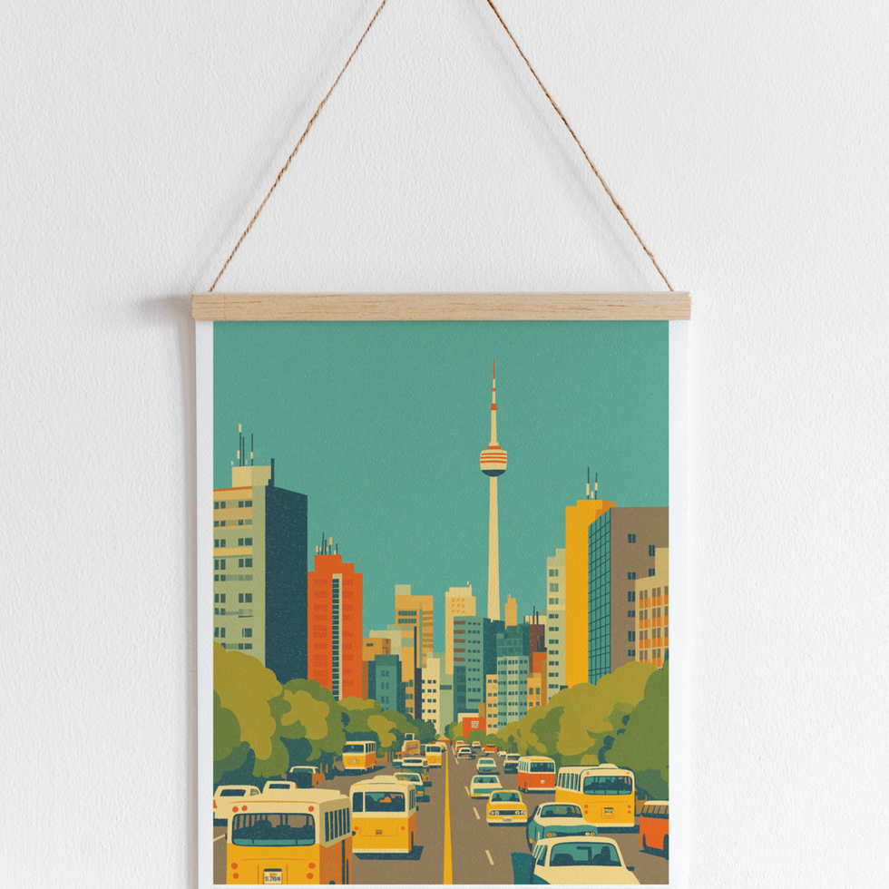 Seoul Contemporary Travel Poster. Colourful travel wall print