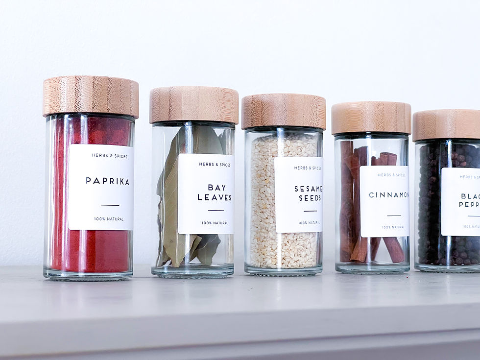 Thumbnail: Gift Box -  Spice Jar with Bamboo Tops - 6 Spice Jars with 24 Labell