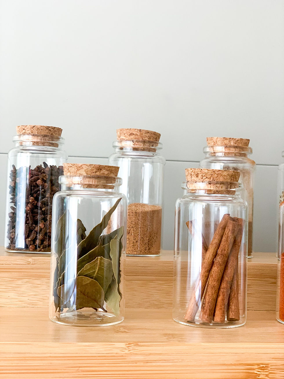 Thumbnail: Spice Jars with Cork Lids - Set of 6  with labels