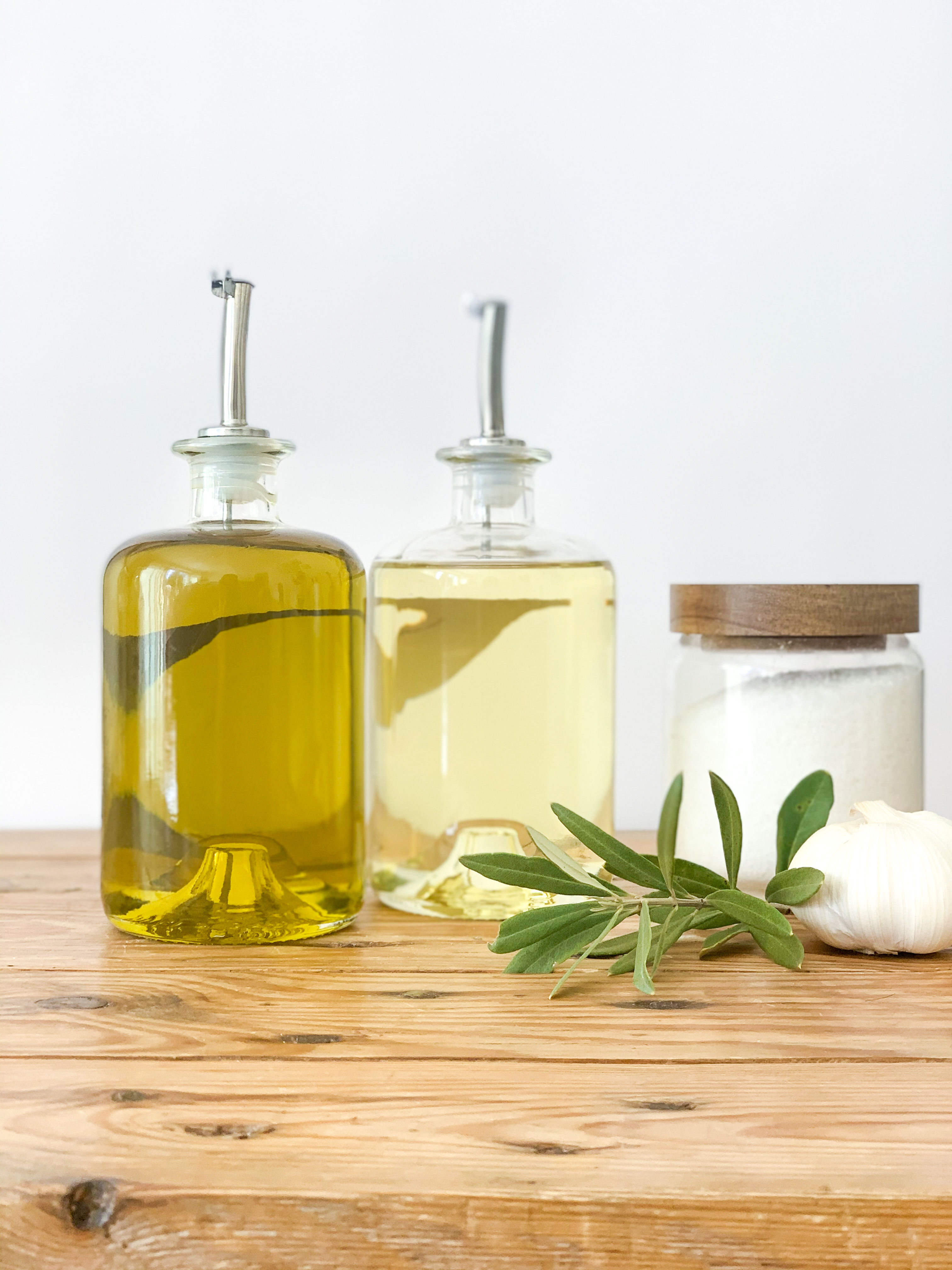 Glass Pourer Bottles for Olive Oil & Vinegar