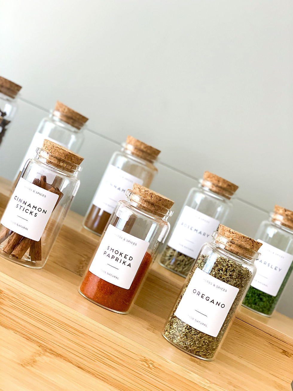 Thumbnail: Spice Jars with Cork Lids - Set of 6  with labels