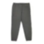 Thumbnail: Back view of dark grey heather Adidas fleece joggers.