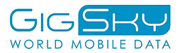 Logo for GigSky featuring the brand name in blue, modern font above the tagline "World Mobile Data" in capital blue letters on a white background—perfect for travelers seeking mobile data as a key travel resource alongside accommodation and flights.
