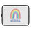 Thumbnail: Laptop sleeve featuring a vibrant rainbow design with the uplifting phrase "gratitude is the attitude" in blue text.