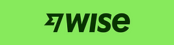 The Wise logo features a bold, dark green word "WISE" with a stylized arrow emblem on the left, set against a bright green background.