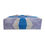 Thumbnail: The base of a blue and purple rectangular handbag with top handles, displayed against a plain white background.