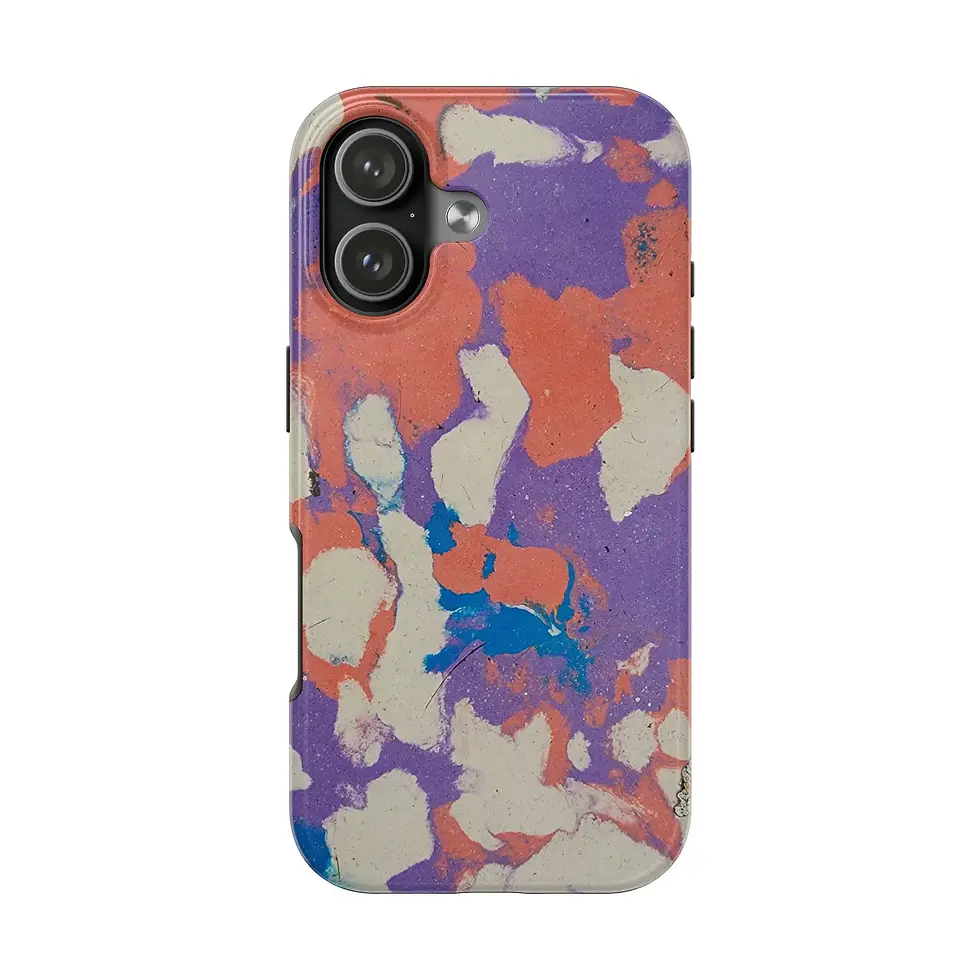 Thumbnail: Abstract multicolour tile phone case for iPhone 17 Pro from Mexican Tile Style collection rear view.