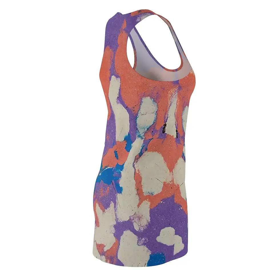 Thumbnail: Cotton candy multicolour marble racerback dress from Mexican Tile Style collection side view.