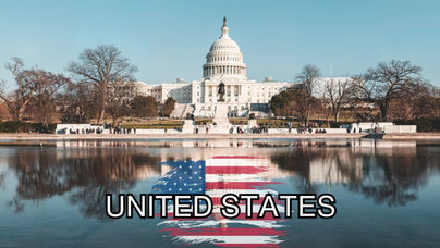 A U.S. map with the American flag overlay, "UNITED STATES" text in bold, and the Statue of Liberty on the right against a blue sky with clouds; perfect for capturing your USA adventure or road trip memories.