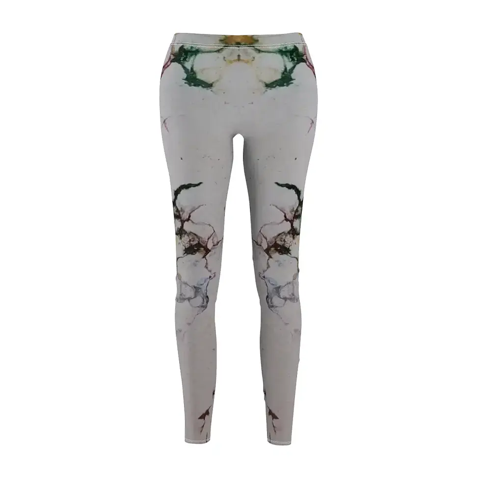 Thumbnail: Front view of multicolor marble pattern leggings from the Mexican Tile Style collection.