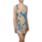 Shift dress with blue abstract splatter design