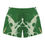 Thumbnail: Green and beige marble-patterned shorts with an elastic waistband.