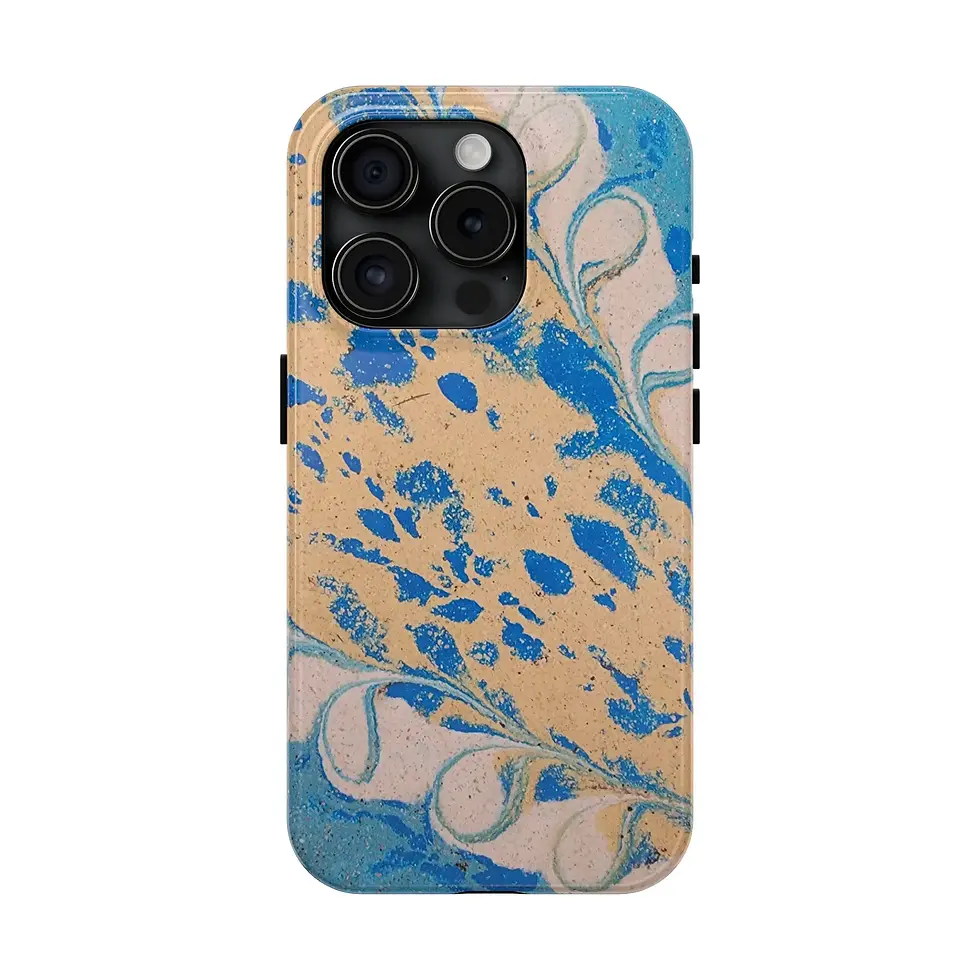 Thumbnail: Multicolour marbling phone case for iPhone 16 Pro Max from Mexican Tile Style collection rear view.