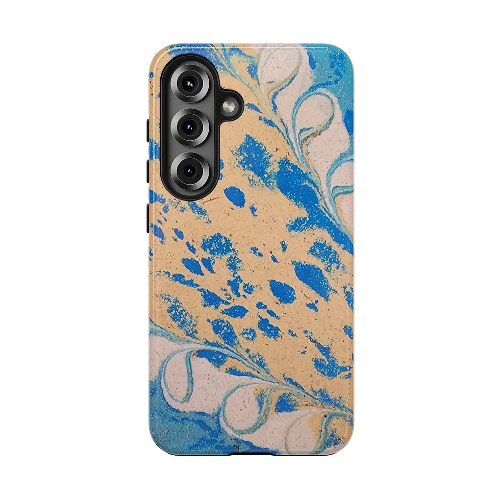 Thumbnail: Multicolour marbling phone case for Samsung S23 from Mexican Tile Style collection rear view.