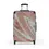 Thumbnail: A suitcase with a retractable handle features a stylish design of swirling pink and white marble patterns.