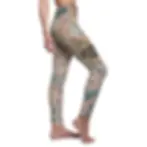 Side view of model wearing crystal rock pattern leggings from the Mexican Tile Style collection.