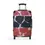 Thumbnail: A suitcase with a retractable handle and four wheels features a striking marbled design in red, black, and white.