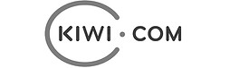 The image shows the Kiwi.com logo with the word "KIWI" inside a large, open gray circle, followed by a dot and the word "COM" in bold, black letters on a white background.