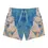 Thumbnail: Blue and beige artistic swim trunks. Green & White Cracked Marble Effect Swim Trunks Mexican Tile Style.