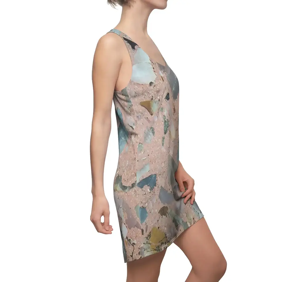Crystal rock marble racerback dress from Mexican Tile Style collection side view.