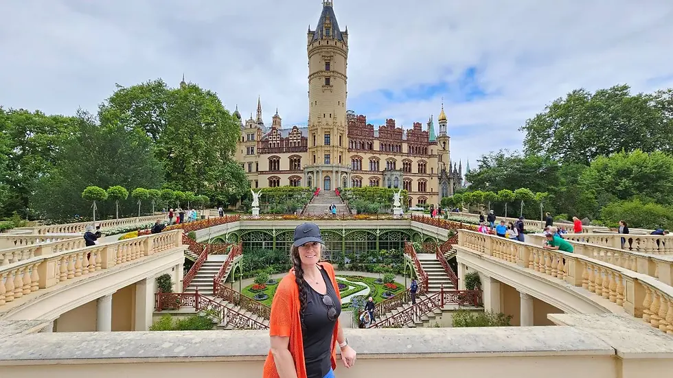 Jenn standing at Schwerin Castle in Schwerin, Germany.