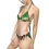 Thumbnail: Woman in Green & White Cracked Marble Effect Bikini | Mexican Tile Style, isolated, beach.