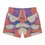 Thumbnail: Colorful swim shorts featuring an abstract pattern with shades of purple, orange, and blue, and a white drawstring.