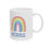 Thumbnail: BPA-free white mug featuring a vibrant rainbow style design and the inspiring phrase "gratitude is the attitude."