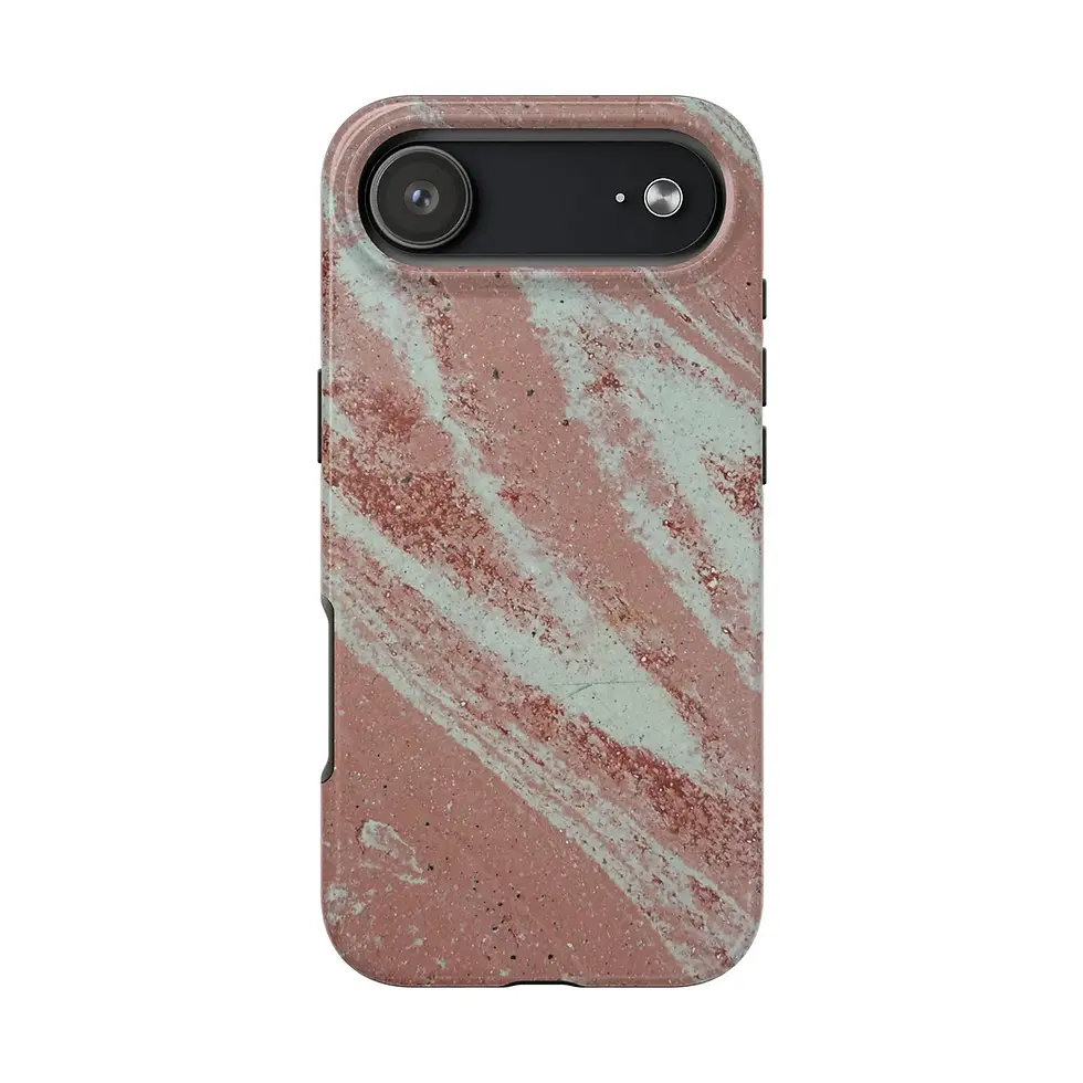 Thumbnail: Blush pink marble stripe phone case for iPhone 17 Air from Mexican Tile Style collection rear view.