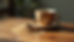 Close-up view of a steaming cup of coffee next to a bowl of kava powder on a wooden table