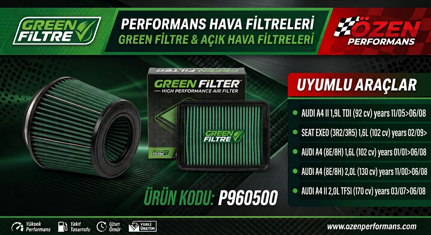 AUDİ&SEAT&SKODA&VOLKSWAGEN İÇİN GREEN KUTU İÇİ PERFORMANS FİLTRESİ