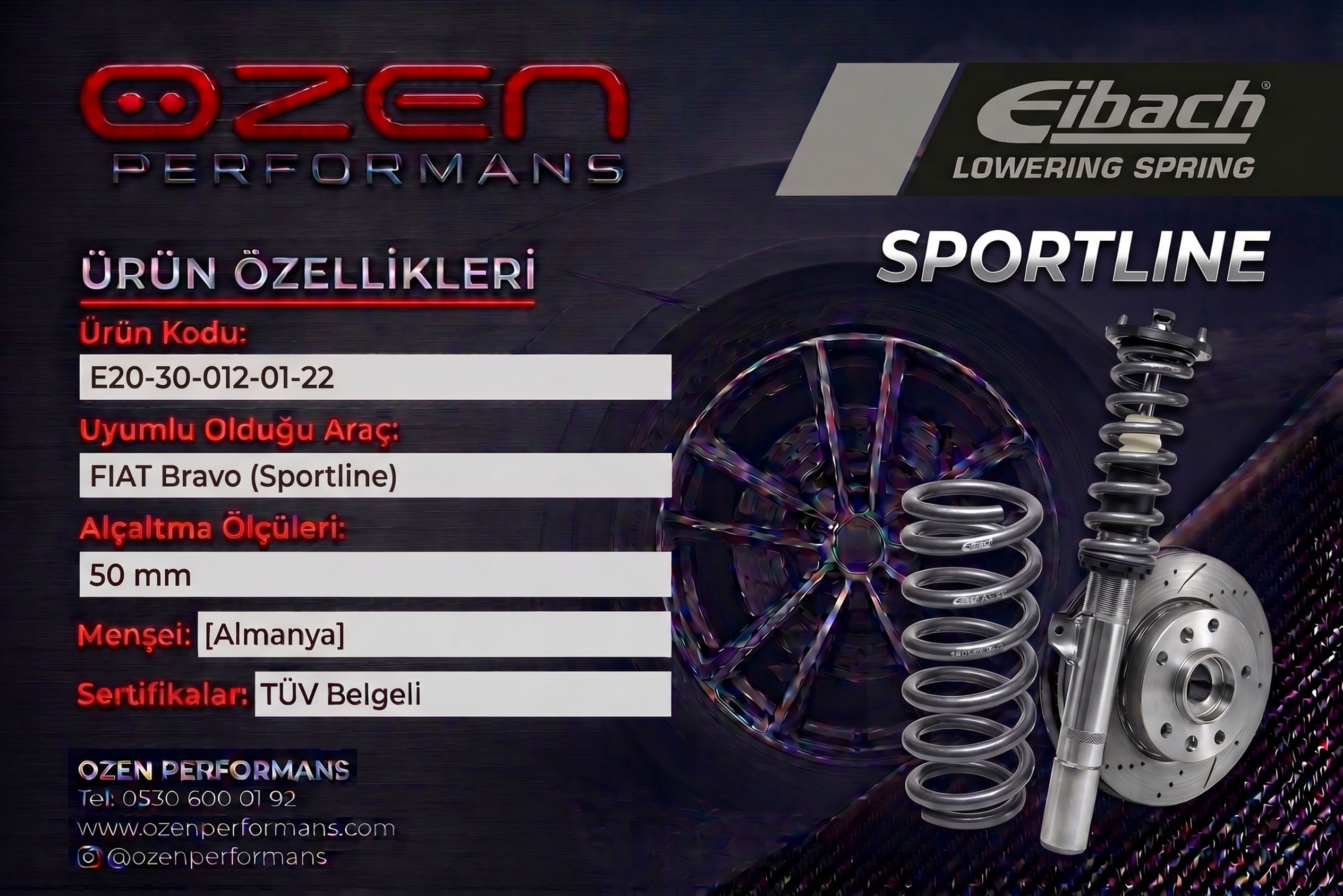 FIAT Bravo (Sportline) için Uyumlu Eibach Spor Yay