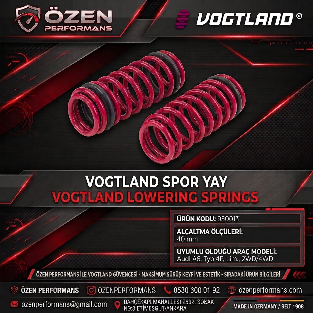 Audi A6, Typ 4F, Lim., 2WD/4WD için Uyumlu Vogtland Spor Yay
