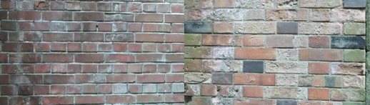 英國和法國在紅磚砌牆手法的對照圖