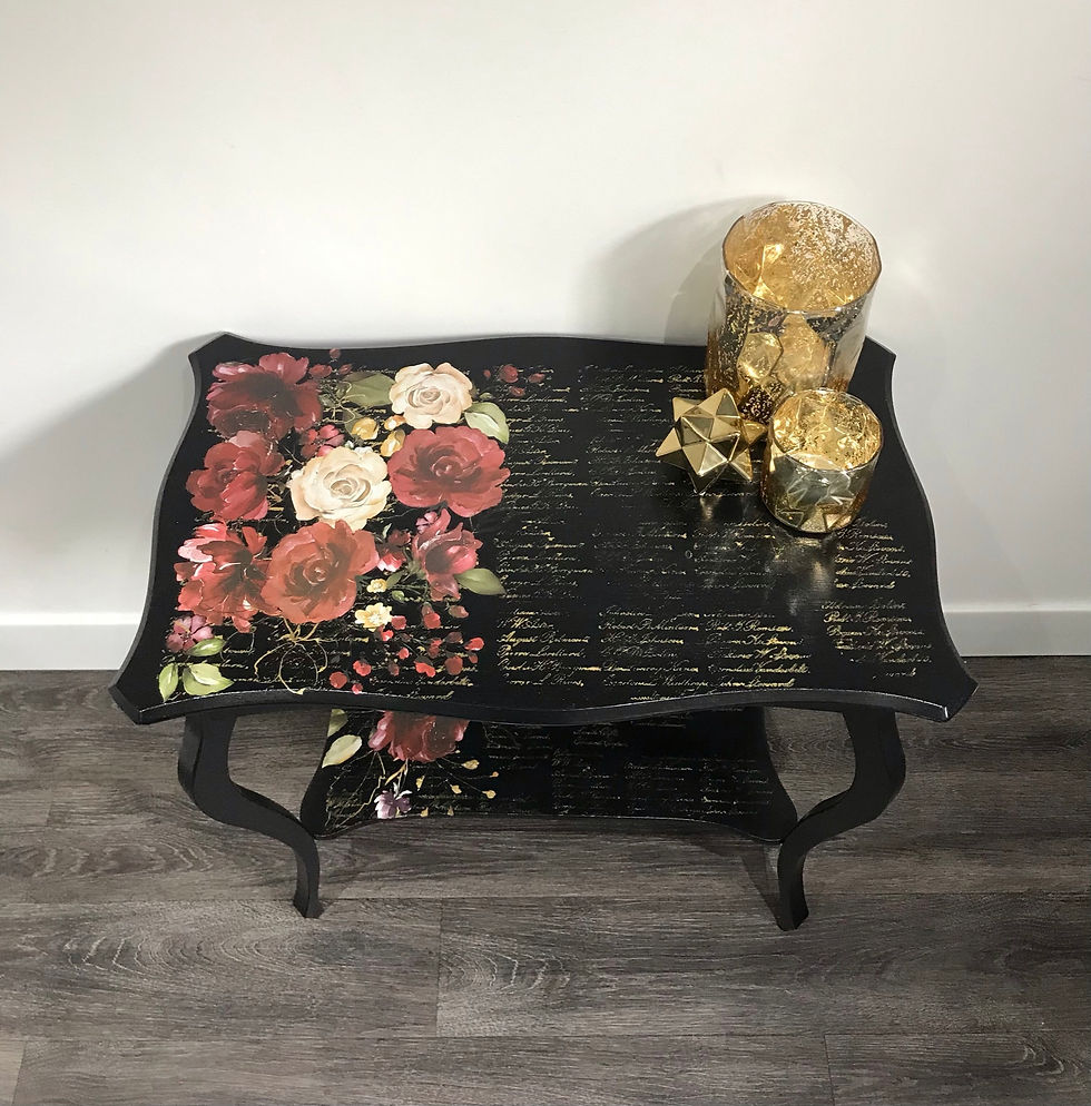 Thumbnail: Black and Gold Script Console Table, upcycled Vintage Hallway Table