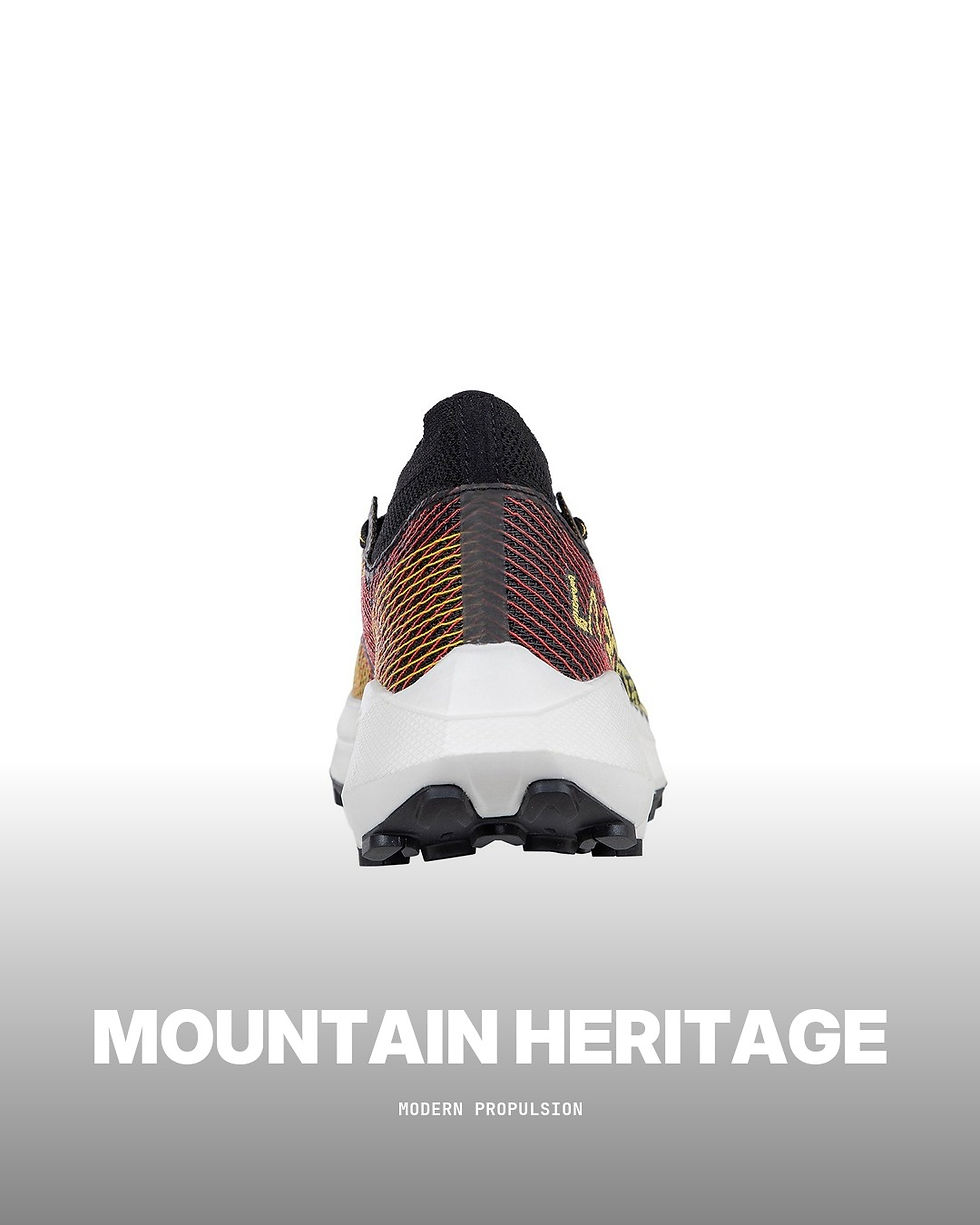 La Sportiva Prodigio Pro heel and midsole detail with mountain heritage callout
