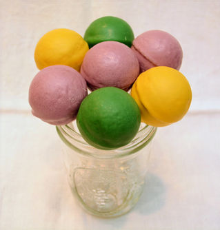 Colorful Mardi Gras Cinnamon Pecan Vanilla Cake Pops