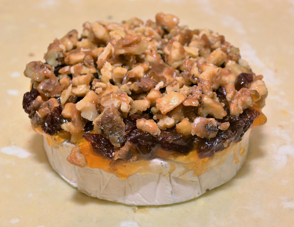Apricot, Cherry, and Candied Walnut Baked Brie