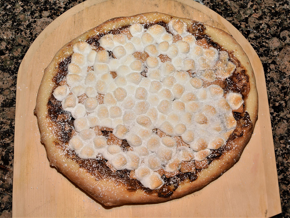 S'mores Pizza dusted with Confectioners' Sugar