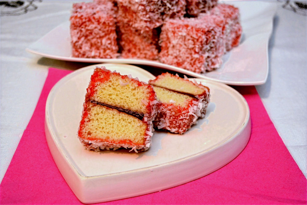 Strawberry Lamingtons with Jam Filling Bitesized Cakes Recipe