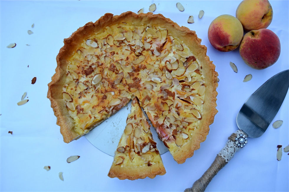 Fresh Peach Almond Tart with Custard Filling
