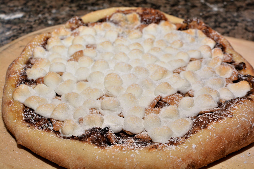 S'mores Pizza dusted with Powdered Sugar
