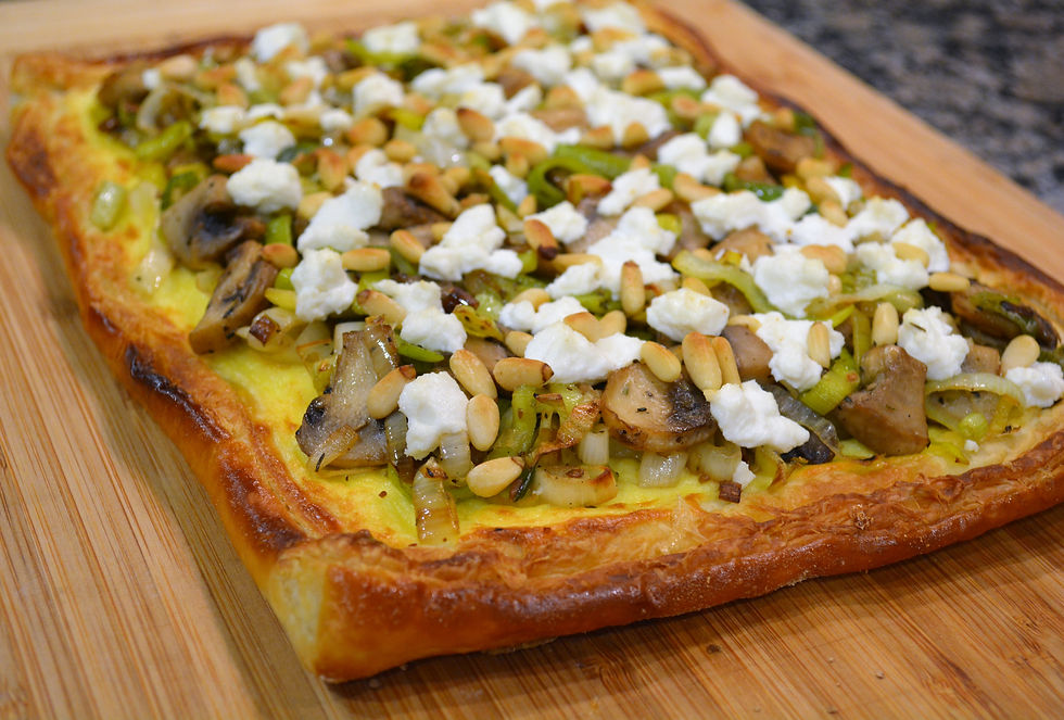 Mushroom, Leek, and Goat Cheese Tart with Puff Pastry