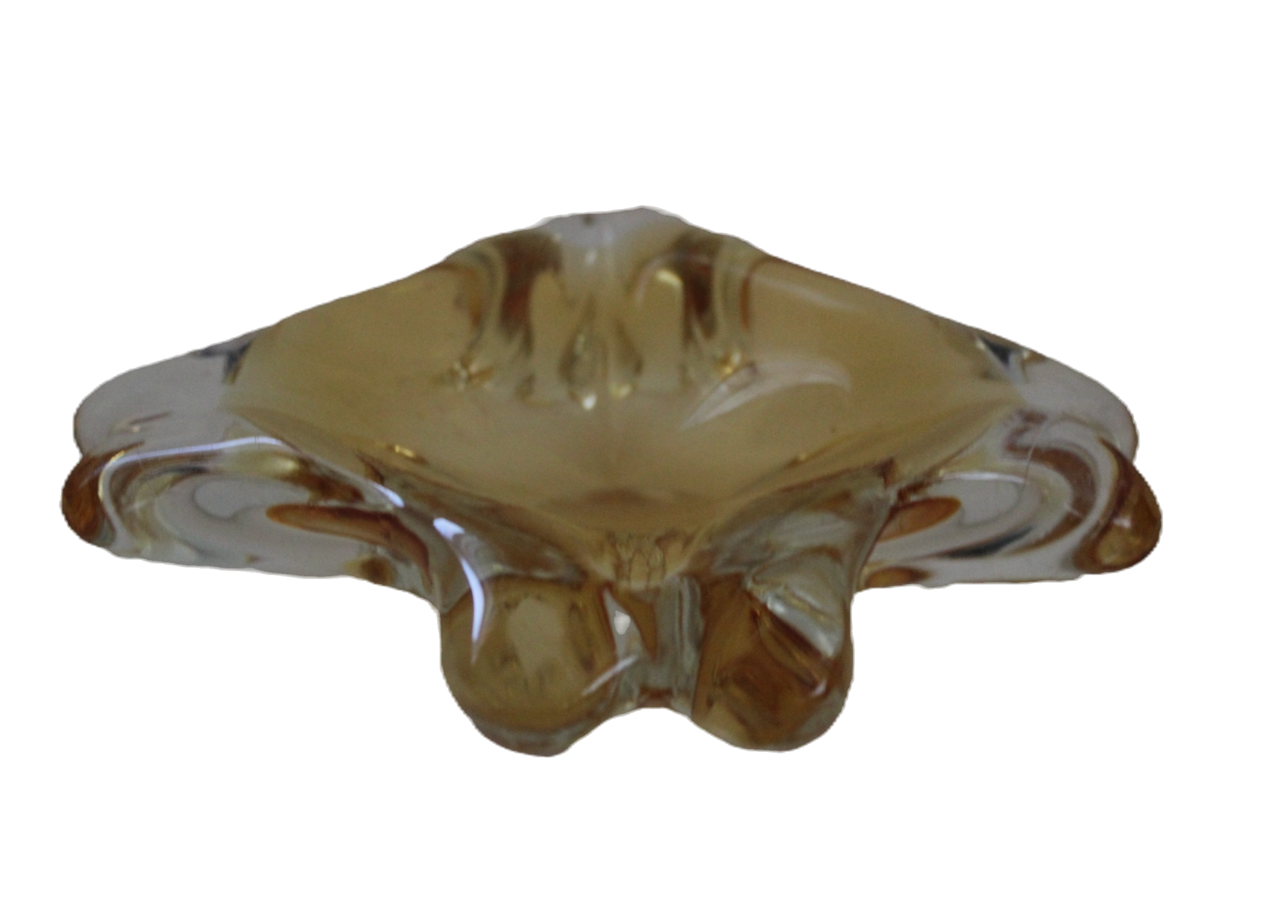 Vintage Mid-Century Modern Handkerchief Art Glass Ashtray