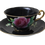 Thumbnail: Vintage Hand-Painted Black Porcelain Teacup and Saucer -Occupied Japan