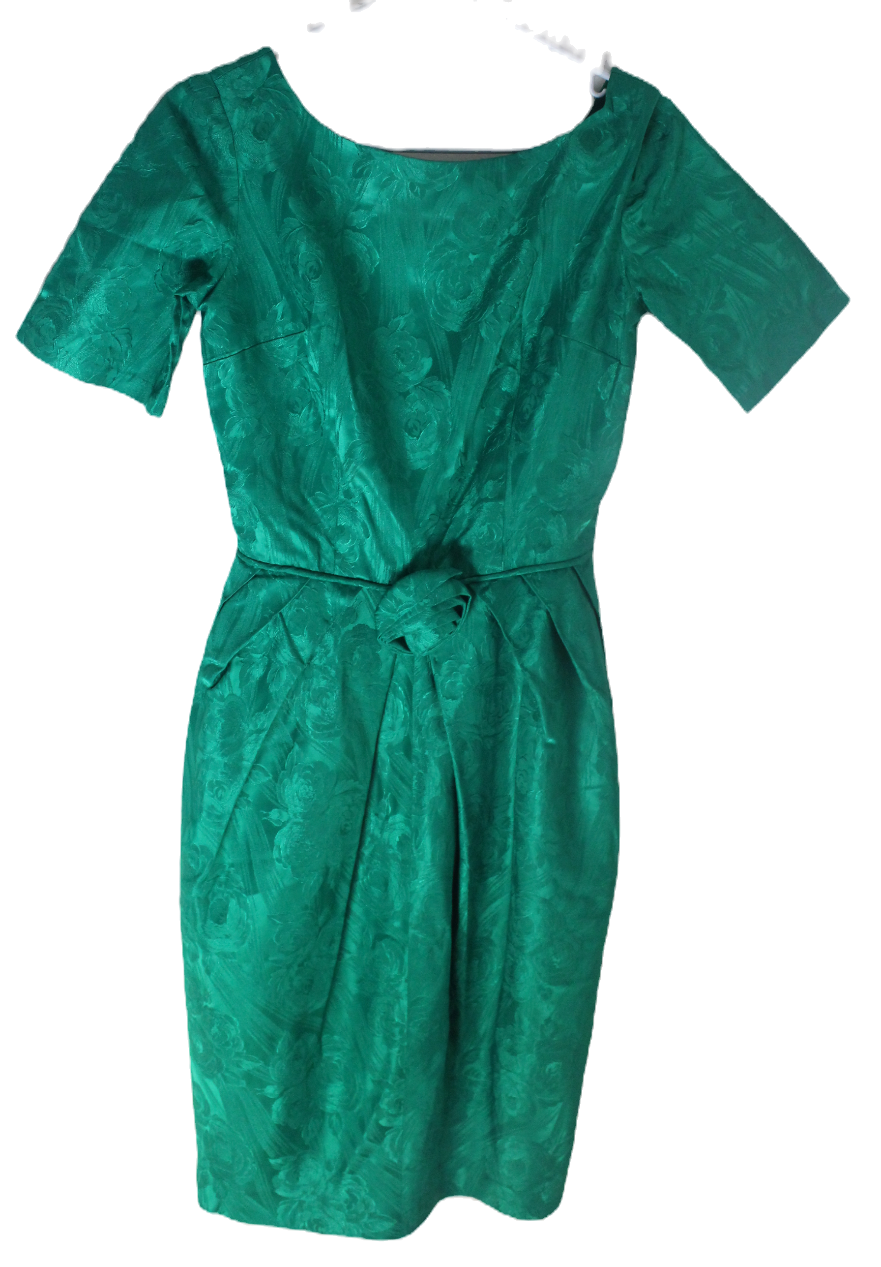 Striking Emerald Green Jacquard Cocktail Dress – A 1960s Classic